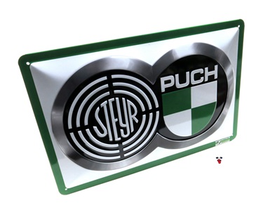 puch 12" x 8" metal plaque - steyr-puch logo