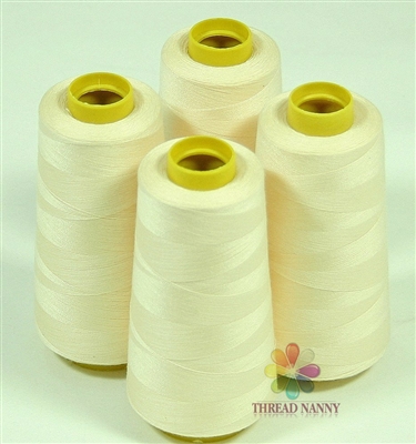 4 Large Cones of Polyester thread in Beige with 3000 yards each