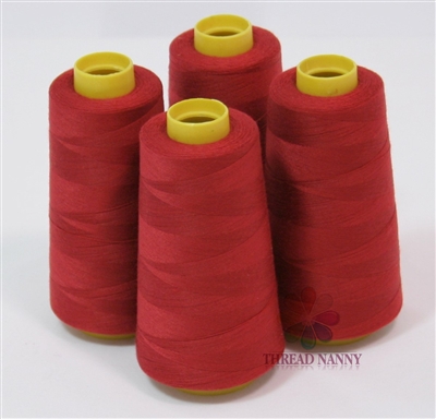 4 Large Cones of Polyester thread in Dark Red with 3000 yards each