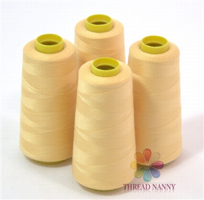 4 Large Cones of Polyester thread in ECRU with 3000 yards each