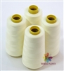 4 Large Cones of Polyester thread in Light Cream with 3000 yards each