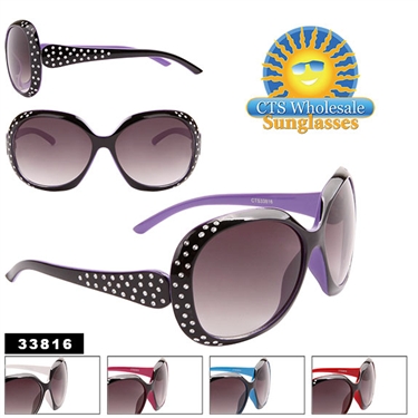 Ladies Big Sunglasses with Fake Rhinestones