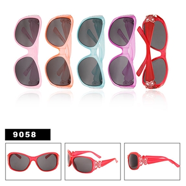 Wholesale Sunglasses for Girls with Decorative Butterflies and Faux Rhinestones