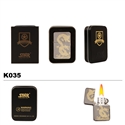 Brass Oil Lighter-Gold Etched Dragon-K035