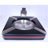 Cigar Ashtray with Guillotine Cutter: Ebony Finish