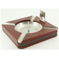 Cigar Ashtray with Guillotine Cutter: Cherry Finish