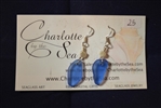 Blue seaglass earrings with fresh water pearl accent