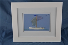 Seaglass sailboat framed 10in x 12in