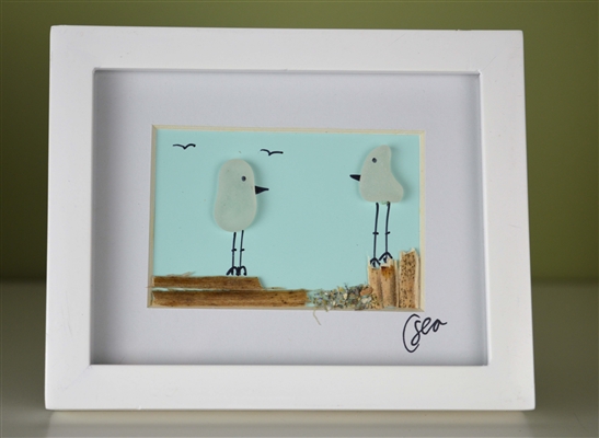 Mini 4x5in framed 2 bird scene