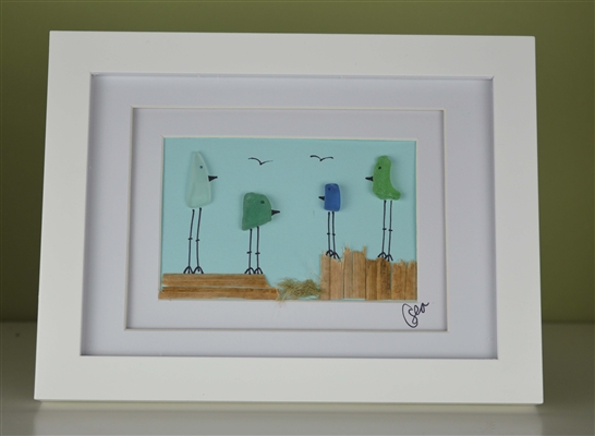 6x8in framed 4 color bird scene