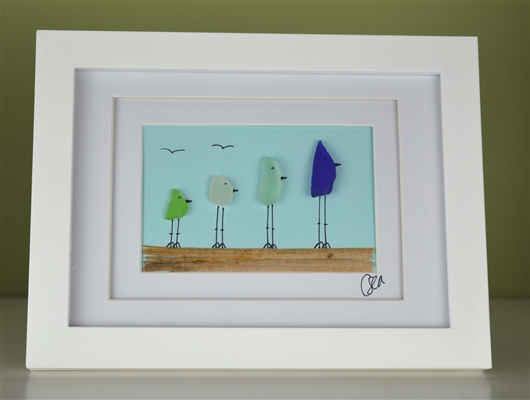 6x8in framed 4 color bird scene