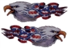 PAIR Screaming Eagle American Flag Flames Full color Graphic Window Decal Sticker