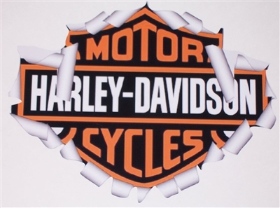 Harley Davidson Logo ripping threw metal Full color Graphic Window Decal Sticker