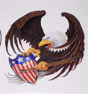 American Flag 2nd Amendment Eagle with Shield with Arrows Full color Graphic Window Decal Sticker
