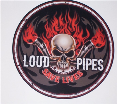 LOUD PIPES SAVE LIVES Skull  Full color Graphic Window Decal Sticker