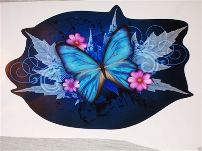 Blue tribal Butterfly Full color Graphic Window Decal Sticker