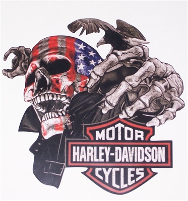 Harley Davidson American Flag Skull Full color Graphic Window Decal Sticker