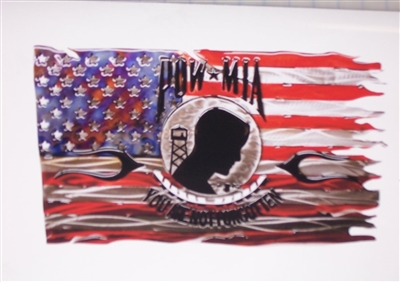POW MIA Tattered / Ripped American Flag Full color Graphic Window Decal Sticker