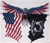 Front facing Wings out American Flag Eagle Holding American / POW MIA Flags Full color Graphic Window Decal Sticker