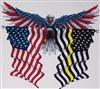Front facing Wings out American Flag Eagle Holding American / Yellow Line Flags Full color Graphic Window Decal Sticker