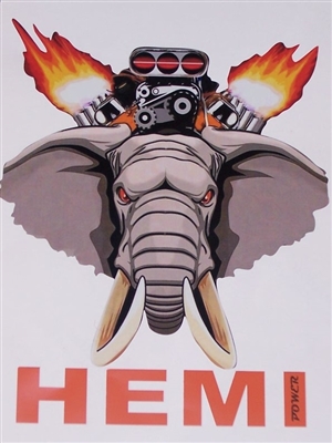 HEMI POWER Blown Elephant Full color Graphic Window Decal Sticker