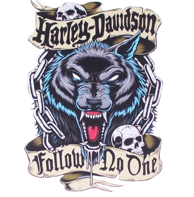 HD FOLLOW NO ONE Wolf Biker Full color Graphic Window Decal Sticker
