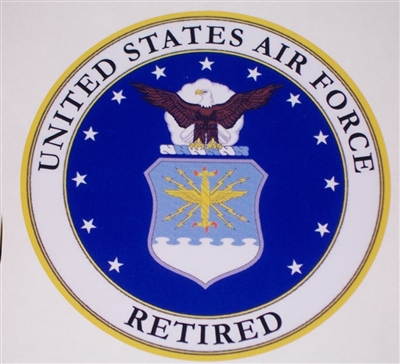 US AIR FORCE RETIRED circle Full color Graphic Window Decal Sticker