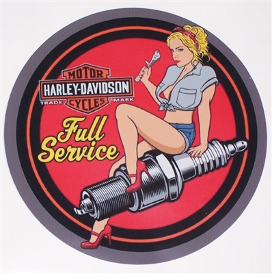 Harley Davidson Full Service Garage Circle Full color Graphic Window Decal Sticker