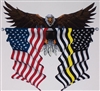 Front facing Wings out Natural Eagle Holding American / Yellow Line Flags Full color Graphic Window Decal Sticker