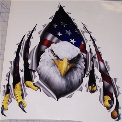 American Flag Eagle Rip Threw Trailer RV Motorhome Camper Car Truck SUV Window Decal Decals Sticker