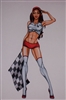 Sexy Red Head Checkered Flag trailer Window Decal Sticker