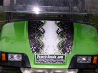 Green EZGO w/ Golf Bionic 18" Hood & Under Stripe Techno Graphics