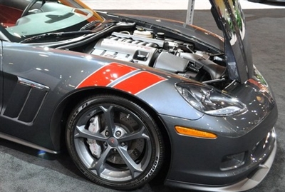 Grey Corvette w/ Orange & White Hash Mark fender Stripes