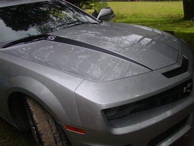 Grey Camaro w/ Black "SS" Hood Cowl Stripe Decals