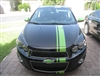 Black Sonic w/ green 6" Offset Rally Stripe Set