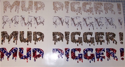 Mud Digger Real Tree M4 camo  Muddy girl Cracked Mud Rebel Flag Full color Graphic Window Decal