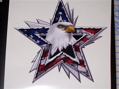 American Flag Eagle Star Full color Graphic Window Decal Sticker