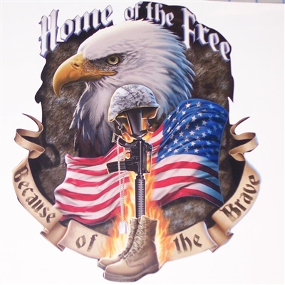 Home of free Because of Brave Eagle  Full color Graphic Window Decal Sticker
