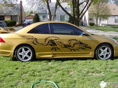Gold car w/ Black Dragon side graphics #2 19" wide X 110 Long