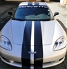 White Corvette w/ Black 8" Rally Stripes