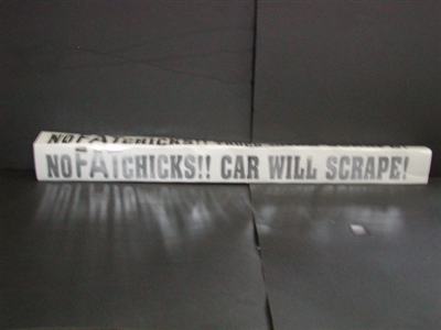 No FAT chicks car will scrape !! Decal