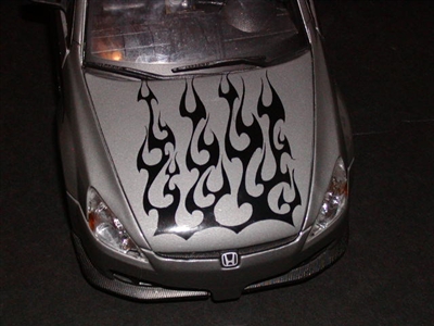Silver Car w/ Tribal Flame Flames hood graphic decal