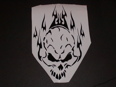 Tribal Flaming Skull Hood or Window Decal #1