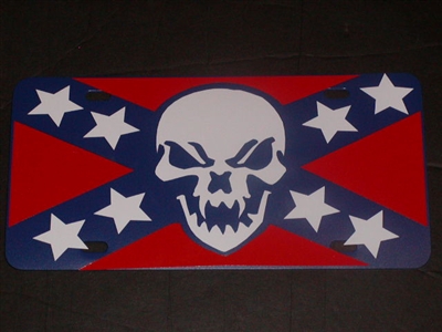 Confederate Rebel Skull Flag License Vanity Plate