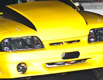 White Mustang w/ Black 4" Hood Cowl accent Stripes