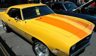 Yellow Chevy w/ Orange Outlined Rally Stripes