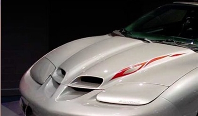 Silver Trans Am w/ Red Ram air scoop Hood Flame accent stripe set