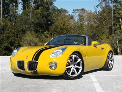 Yellow Saturn Sky w/ Black 8" Offset Rally Stripes