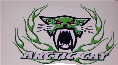 Green Carbon Fiber Arctic Cat Flame 9.5x7 Decal