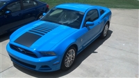 Blue Mustang w/ Black Fading Center Hood Stripe